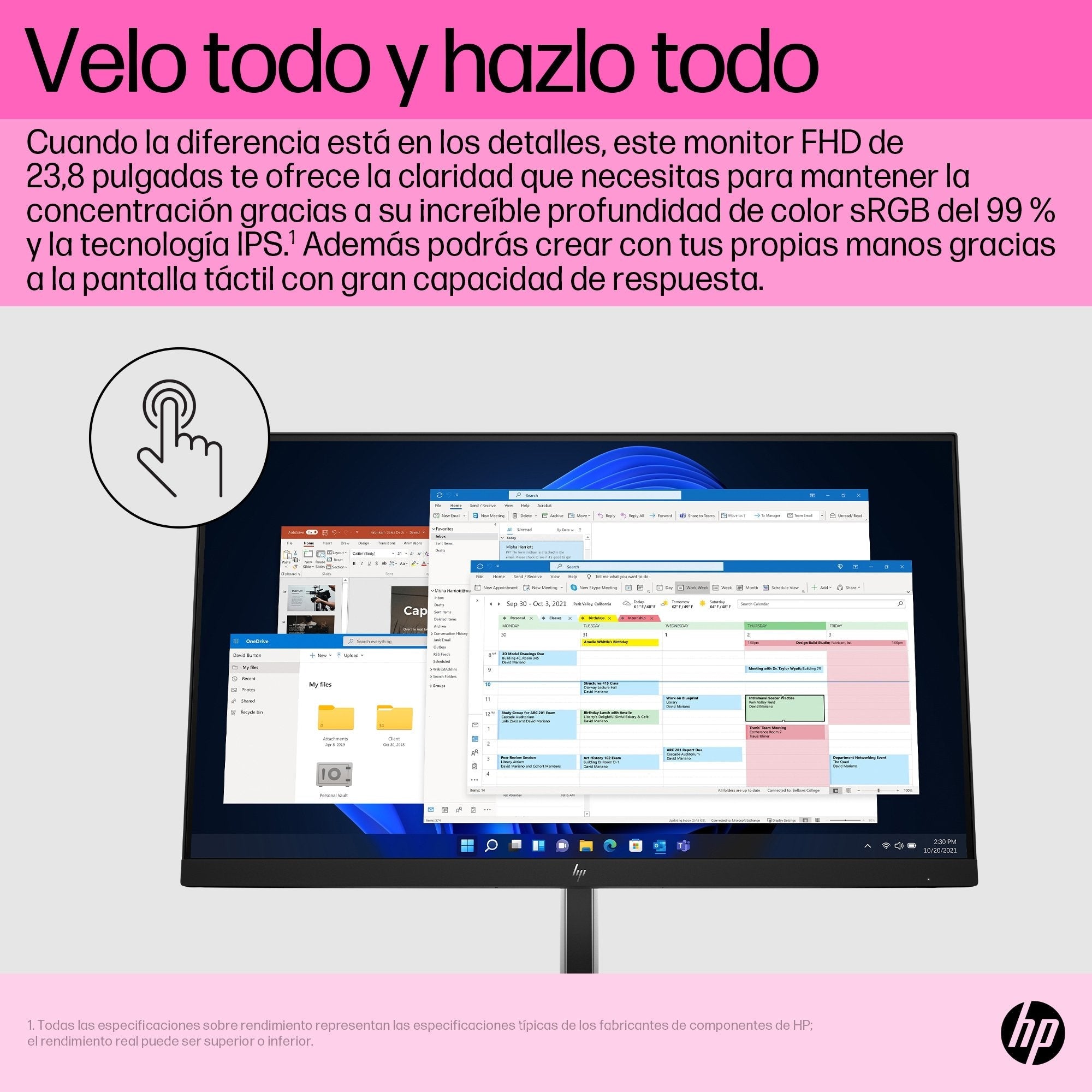 EAN 0196786299742 - HP E24t G5 FHD Touch Monitor pantalla para PC 60,5 cm (23.8") 1920 x 1080 Pixeles Full HD LCD Negro imagen 8