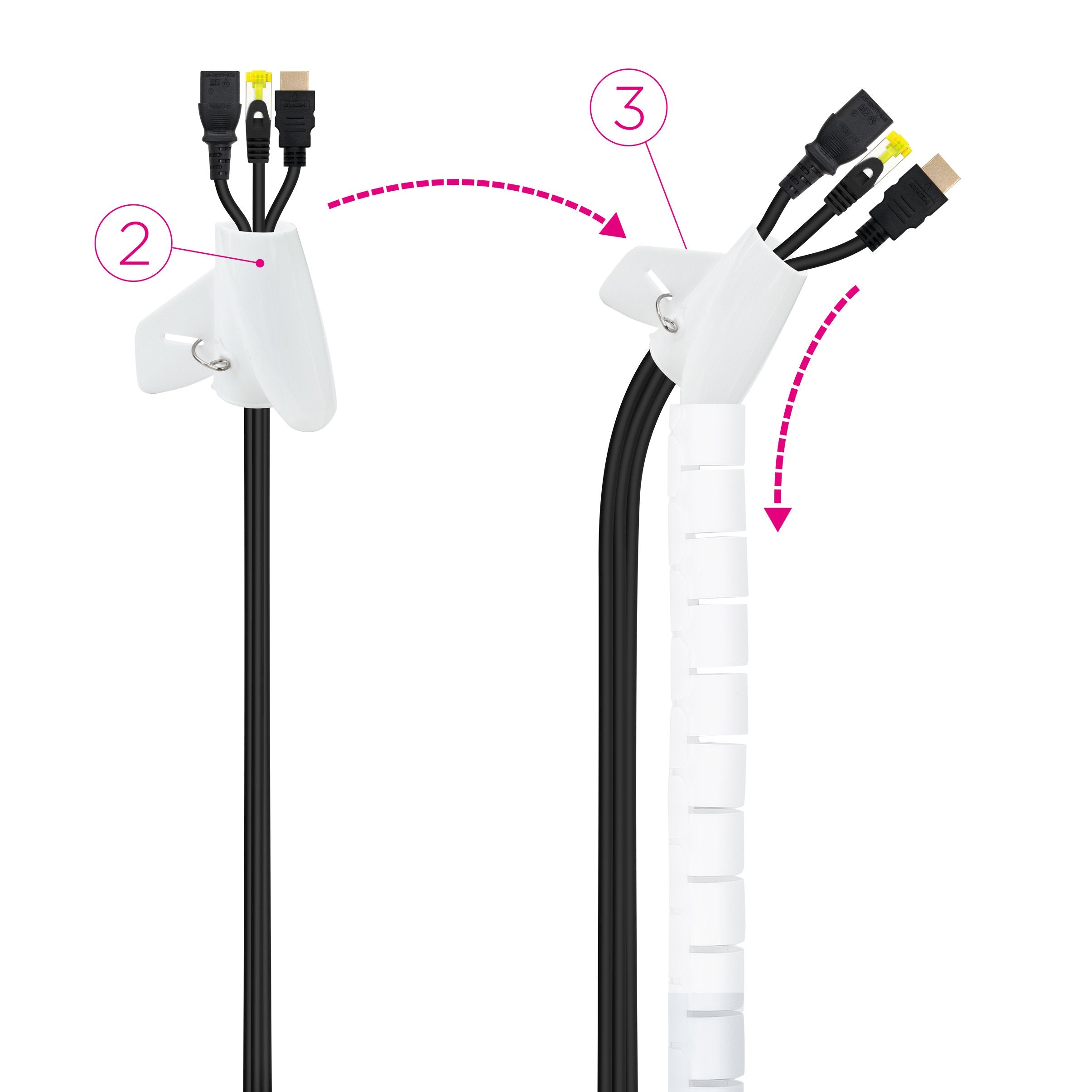 Nanocable Organizador De Cables Flexible 25mm - Longitud 1m - Blanco