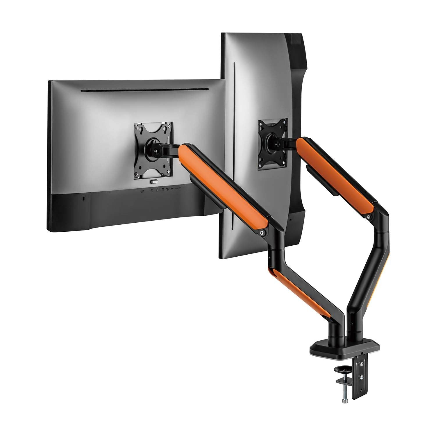 Aisens Soporte De Mesa Rgb Gaming Contrapeso Giratorio E Inclinable Para Monitor/Tv 9kg (3 Pivotes, 2 Brazos) De 17-32, Negro-Naranja