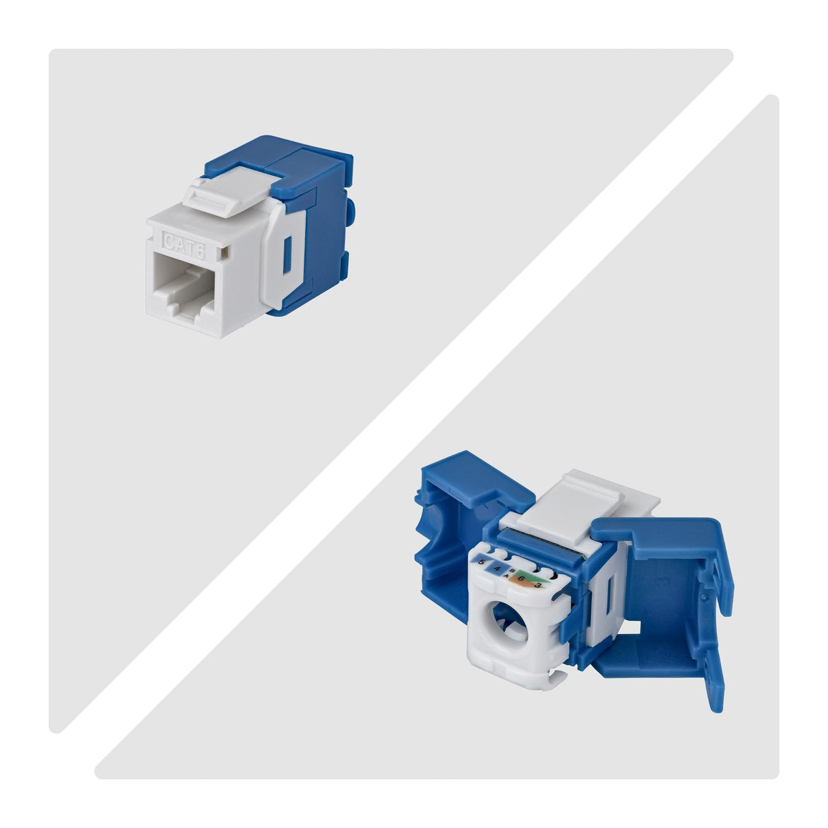 Startech.Com Cat6 Keystone Jack Módulo, Pack De 24 Rj45 Ethernet Keystone Conector Hembra, Utp Cat6 Wandbuchse, 180 Grad, Sin Herramientas, Blanco, Plano, Azul, Blanco, Rj-45, Conector Hembra, Conector Hembra, 10gbase-T