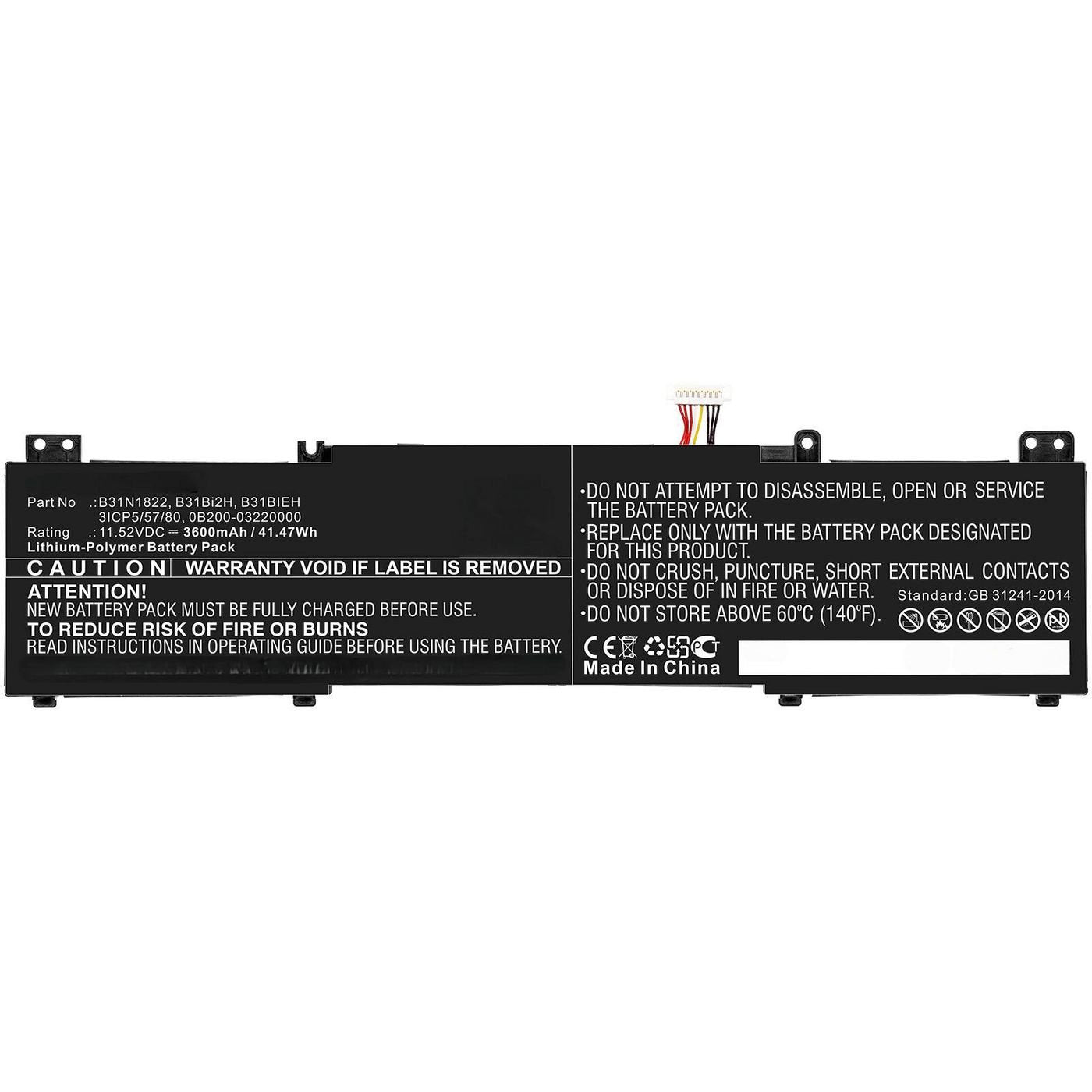 Laptop Battery For Asus  41.47wh Li-Polymer 11.52v