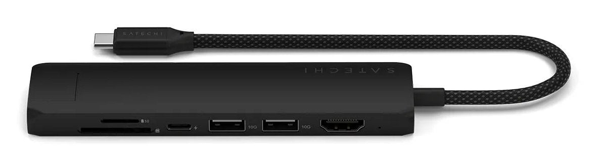 Satechi 7-W-1 Usb-C Slim Multiport Adapter Ethernet (Usb-C Pd, 2x Usb-A, Hdmi 4k, Ethernet, Czytnik Kart Micro/Sd) (Negro)