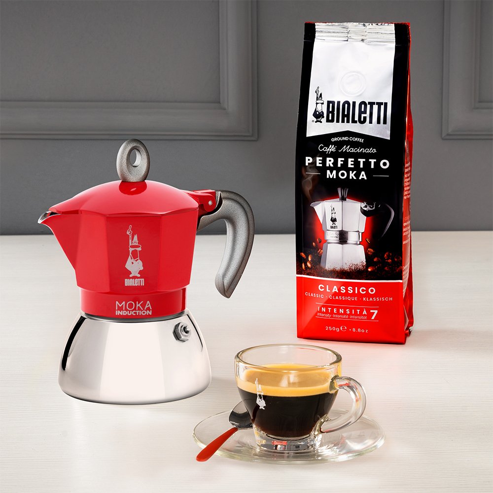 EAN 8006363029261 - Bialetti Moka Induktion Cafetera italiana 0,28 L Rojo, Acero inoxidable imagen 4