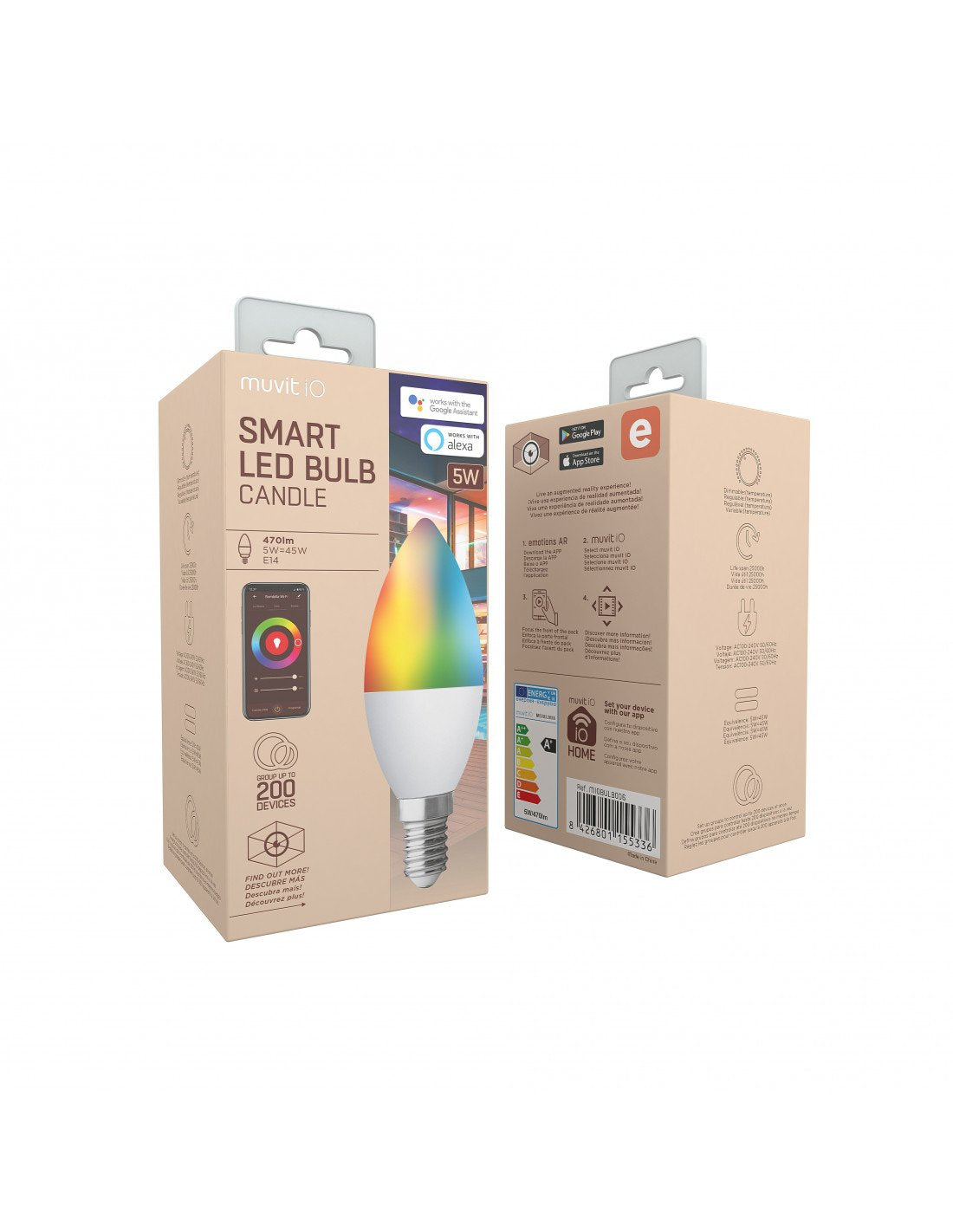 Bombilla Muvit Io Globo E14 5w Rgb