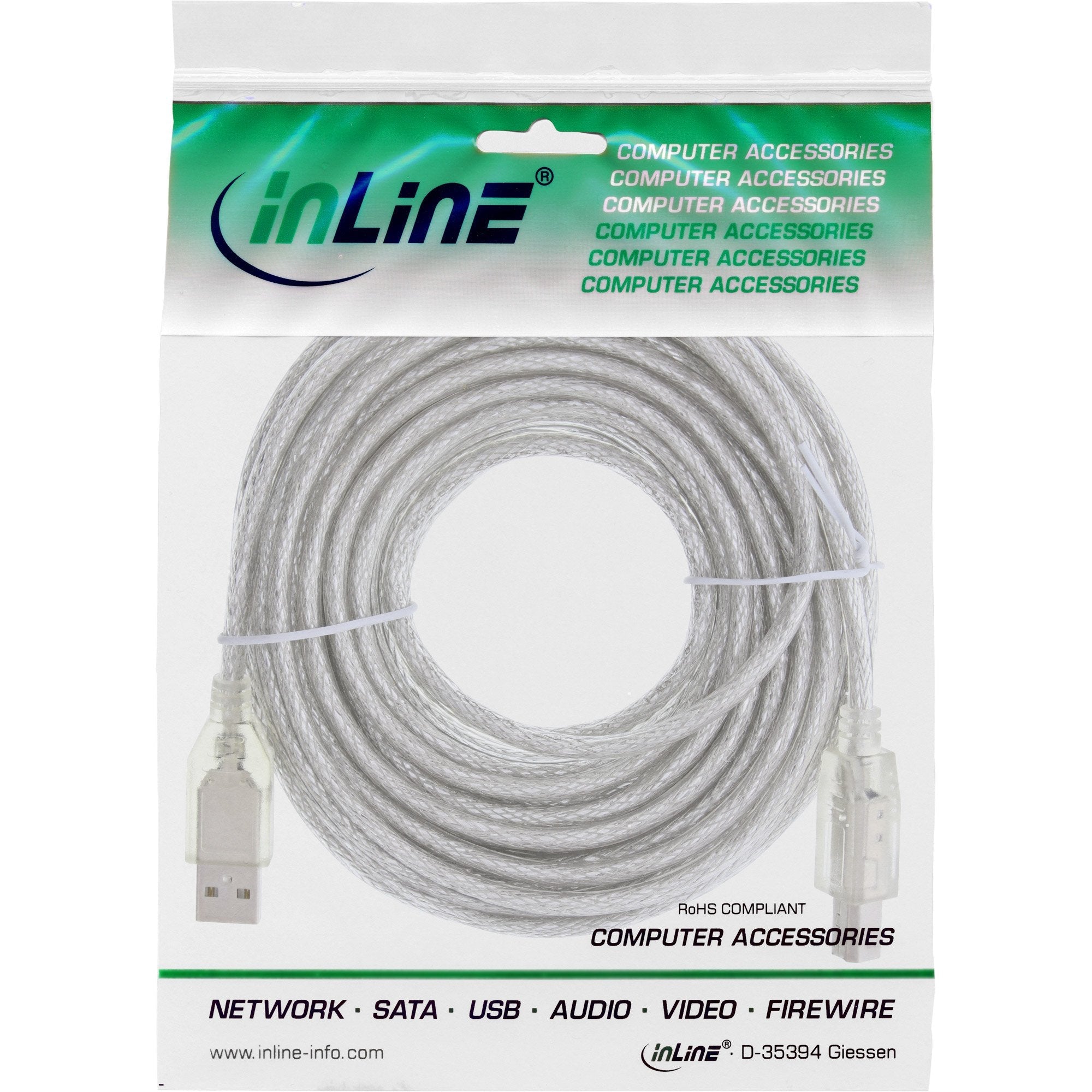 Inline Usb 2.0 Cable Tipo A A B Transparente 2m