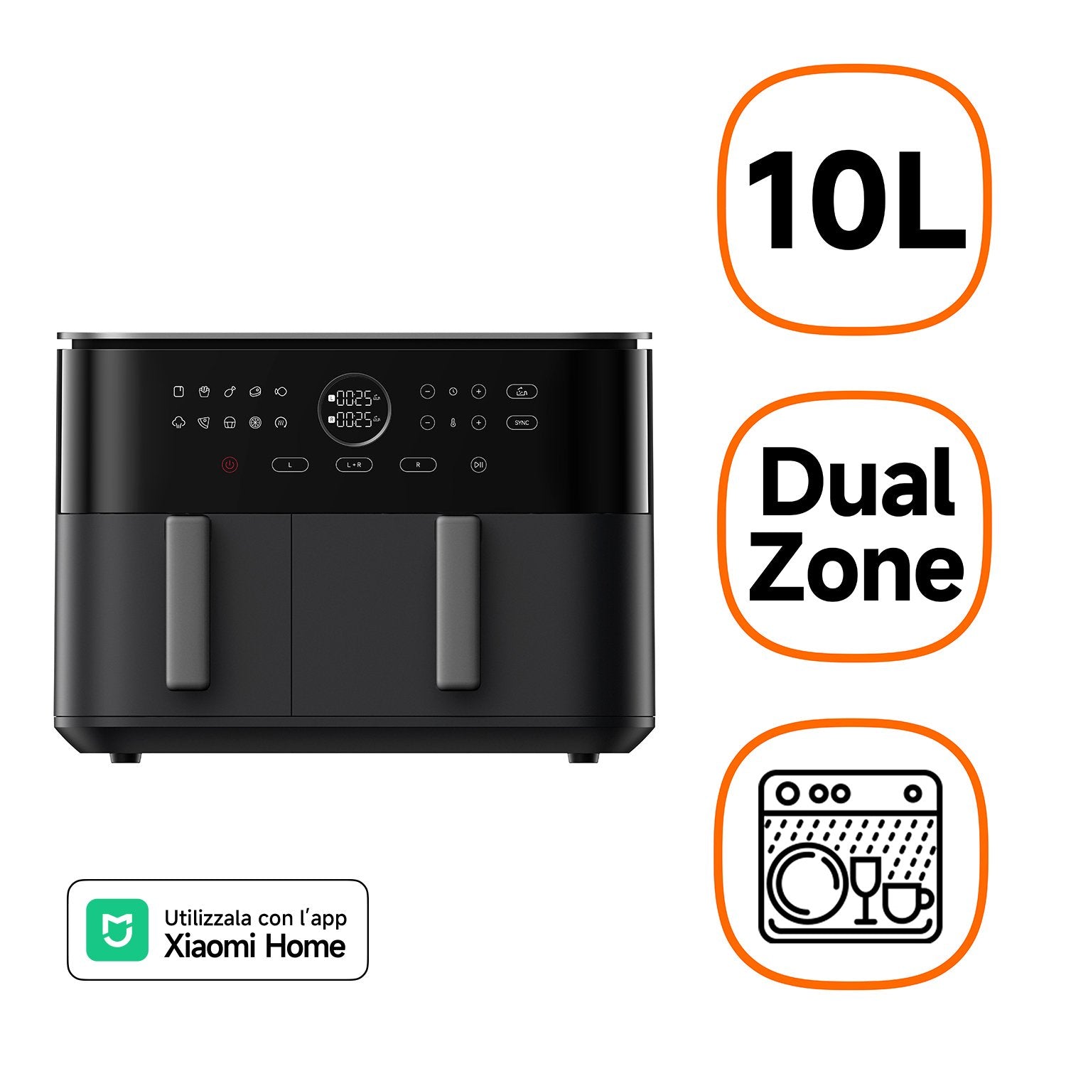 EAN 6932554423353 - Xiaomi MAF-D1001 Doble 10 L Independiente 2700 W Freidora de aire caliente Negro imagen 1