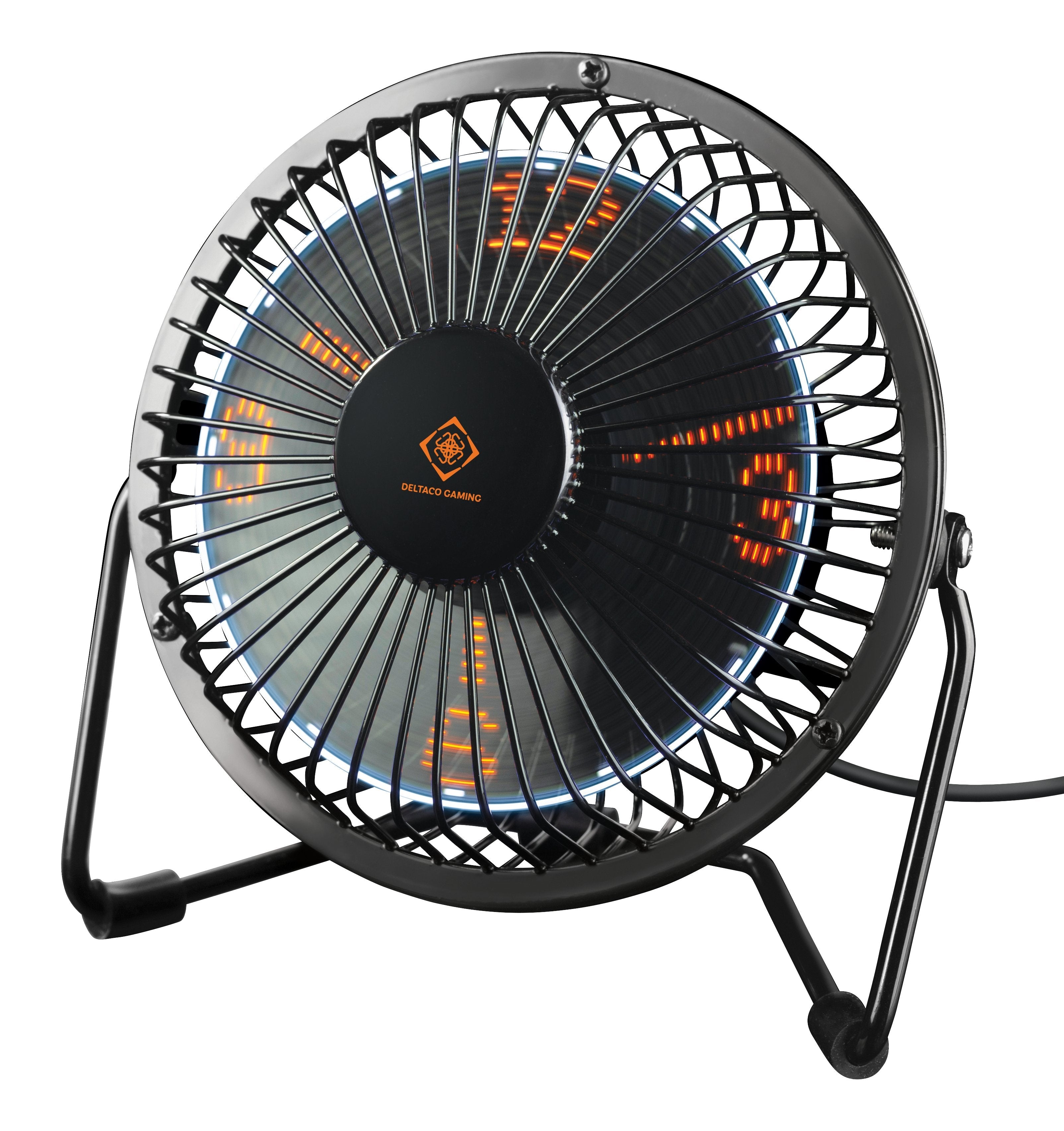 Deltaco Tischventilator M. Led-Uhr Schwarz