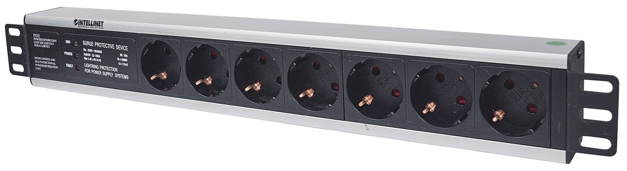 EAN 0766623714006 - Intellinet 714006 unidad de distribución de energía (PDU) 7 salidas AC 1.5U Negro imagen 1