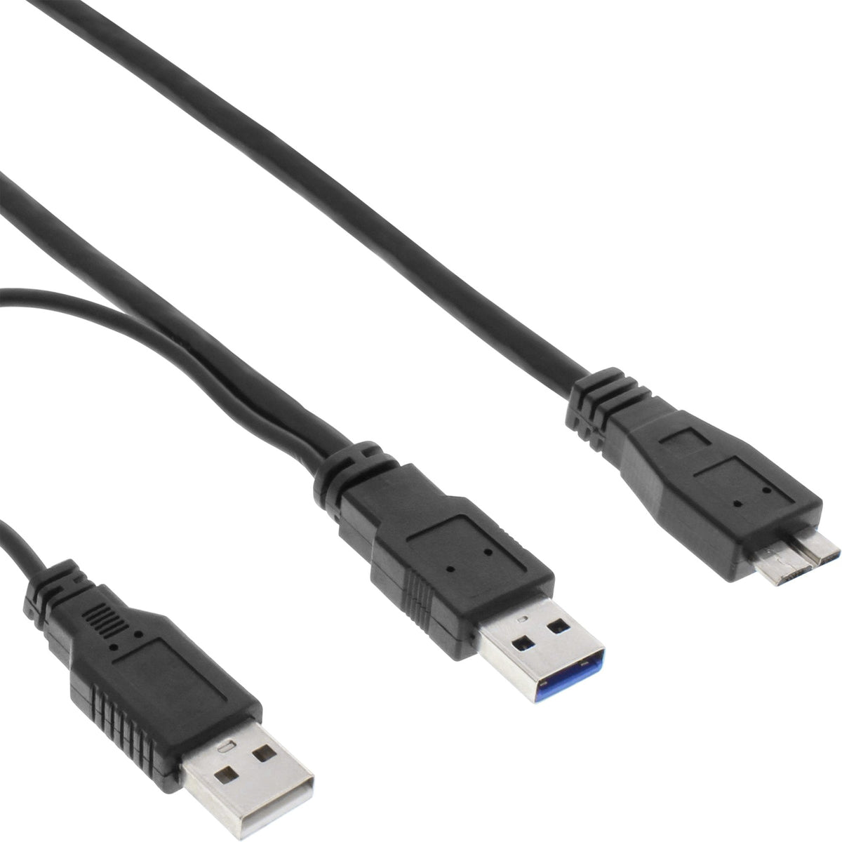 Inline Usb 3.0 Y-Cable 2x Tipo A Macho A Micro B Macho Negro 1,5 M