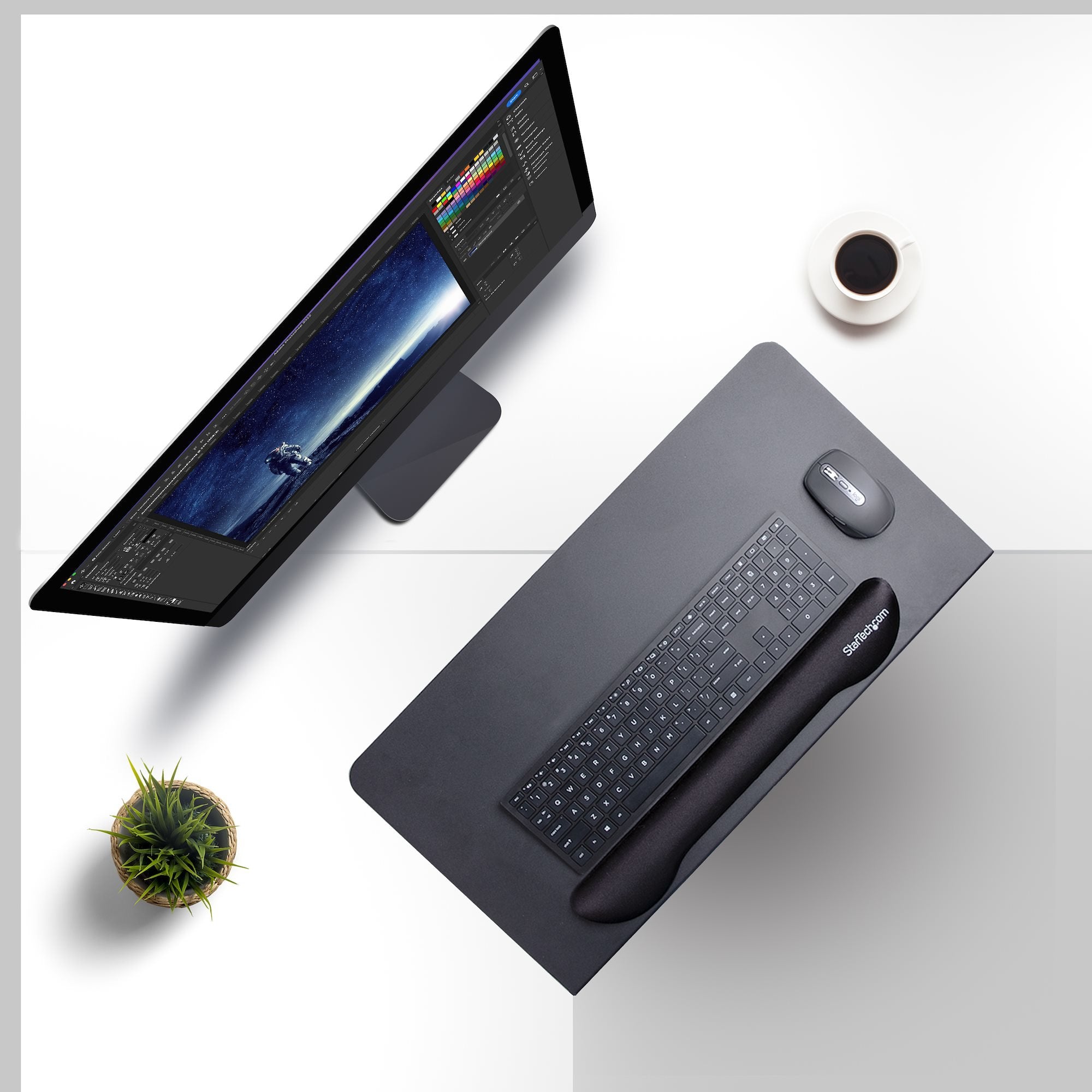Startech.Com Superficie Manga De Acero Para La Esquina De Una Mesa O Escritorio De Esquina - 12,7-38,1mm De Grosor - Bandeja Extensora De Esquina De Escritorio O Mesa En L Para Teclado