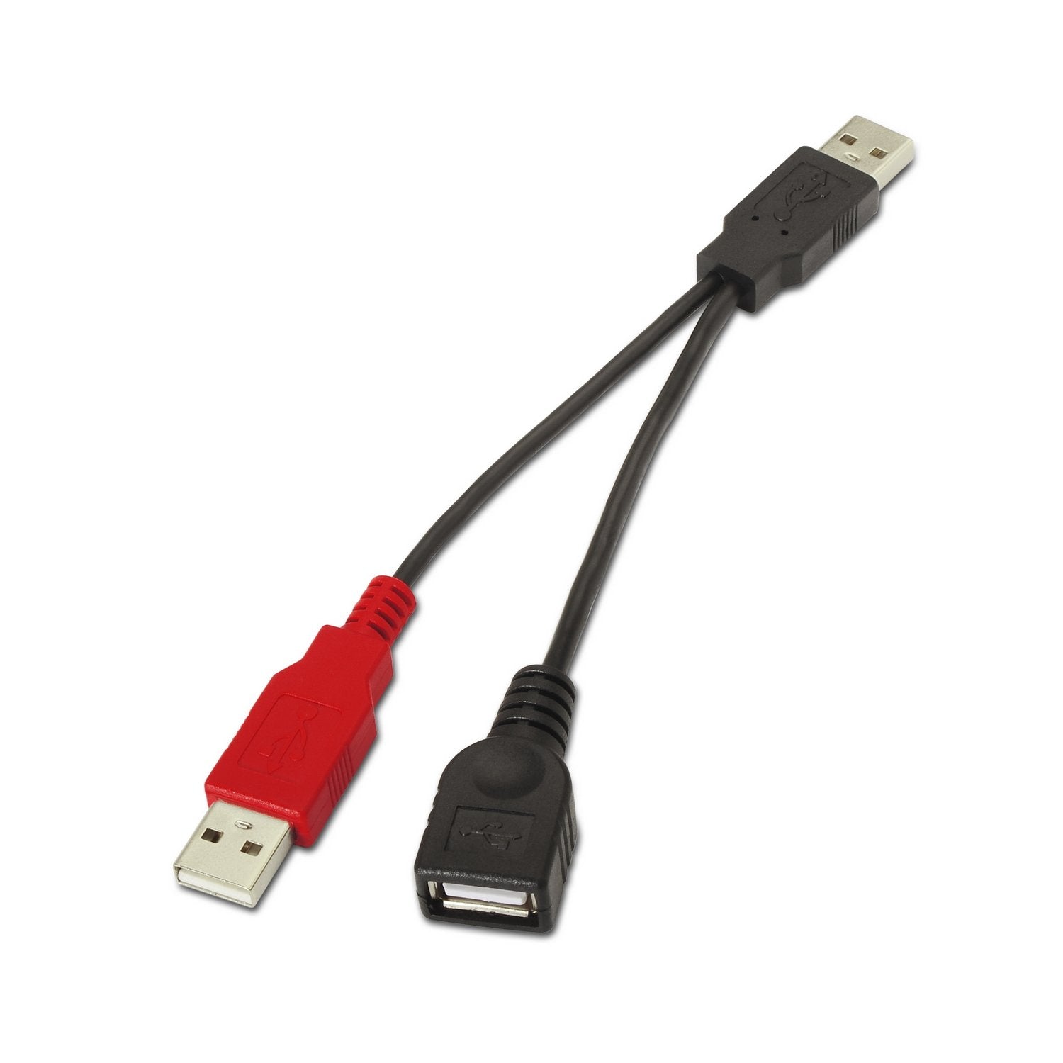 Aisens Cable Usb 2.0+Alimentacion - Tipo A/M+A Alimentacion/M-A Hembra - 15cm - Negro