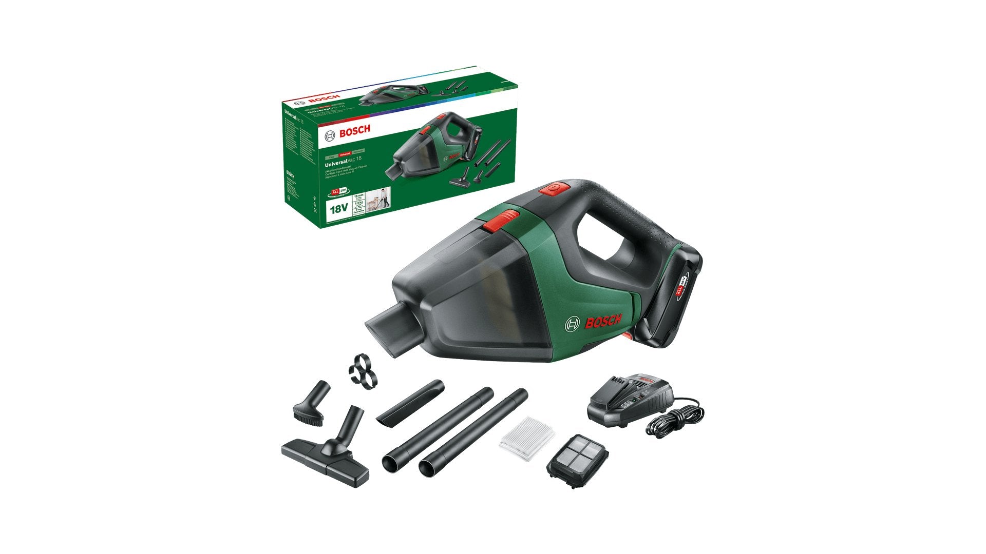 EAN 4059952570174 - Bosch Universal Vac 18 Aspiradora escoba 2 en 1 Batería Secar Sin bolsa Negro, Verde 2,5 Ah imagen 2