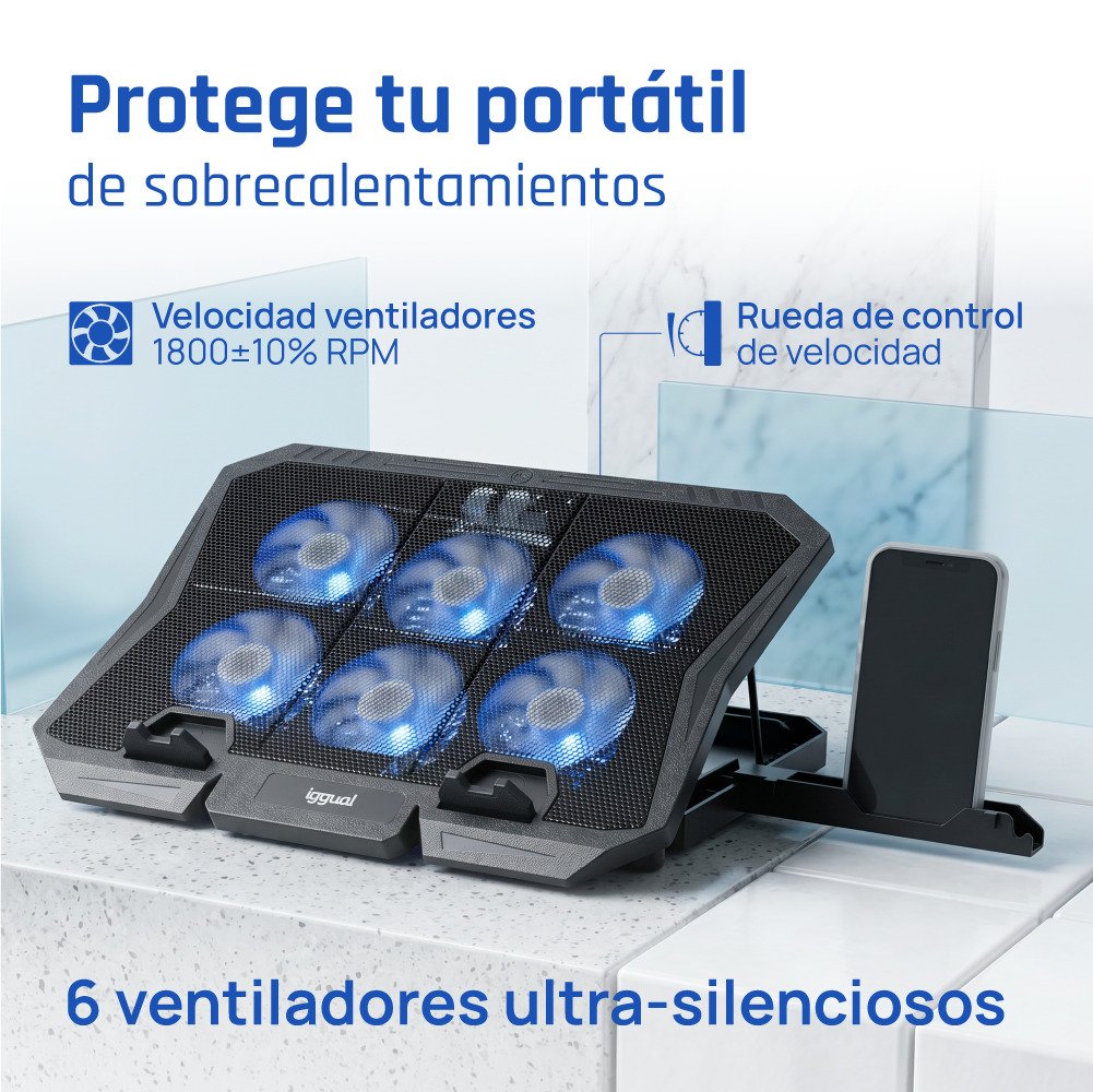 EAN 8435364319703 - iggual RP6V17 Soporte para ordenador portátil Negro 43,2 cm (17") imagen 2