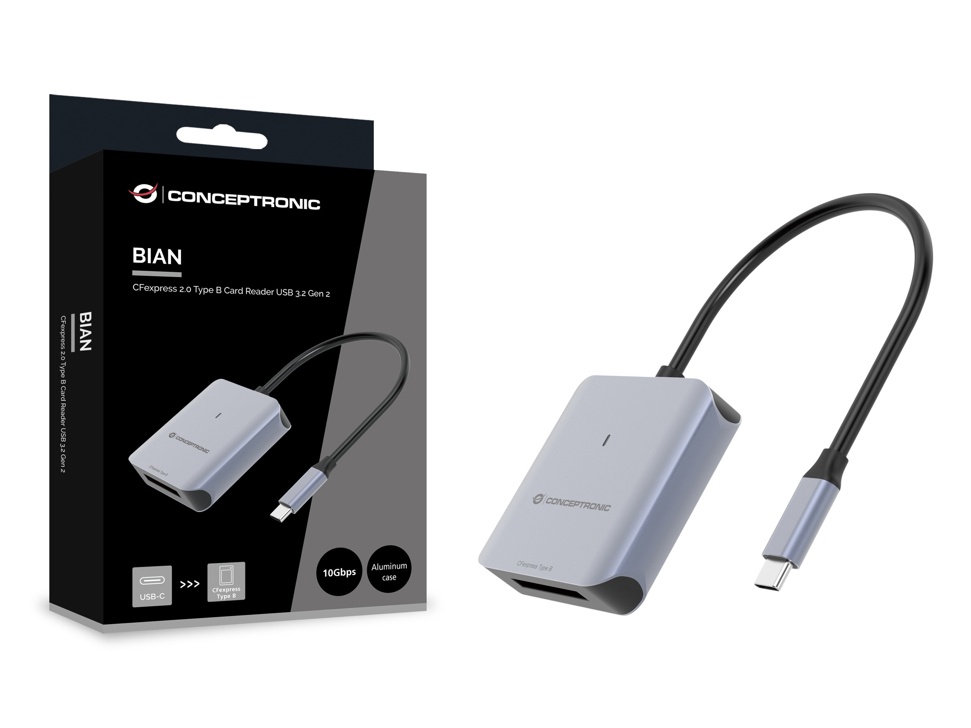 Conceptronic Bian08g Lector De Tarjeta Usb 3.2 Gen 2 Type-C Gris