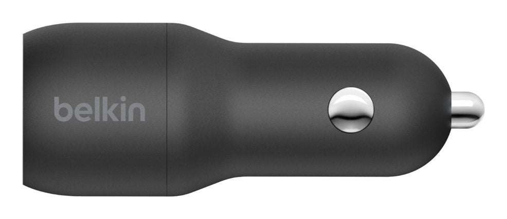 Cargador Usb Belkin 24w 4.8a 2p Usb Black Para Coche + Cable Usb-C