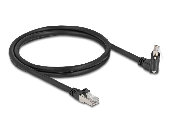 Delock Gige Kamera Cable Rj45 Stecker 45° Gedreht Und 90° Gewinkelt Mit Schrauben Zu Rj45 Stecker Cat.6 S Ftp 1 M Schwarz