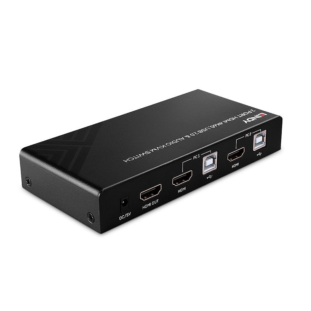 Lindy 2 Port Kvm Switch Hdmi 4k60, Usb 2.0 & Audio