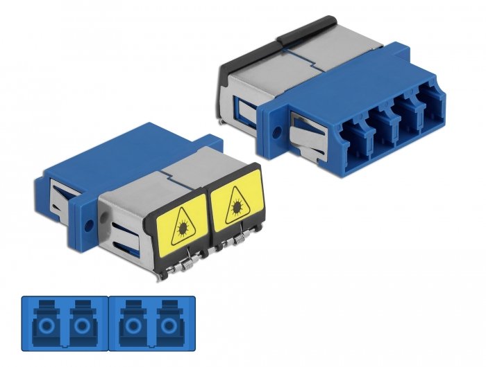 Lwl Kupplung Mit Laserschutzklappe Lc Quad Buchse Zu Lc Quad Buchse Singlemode Blau