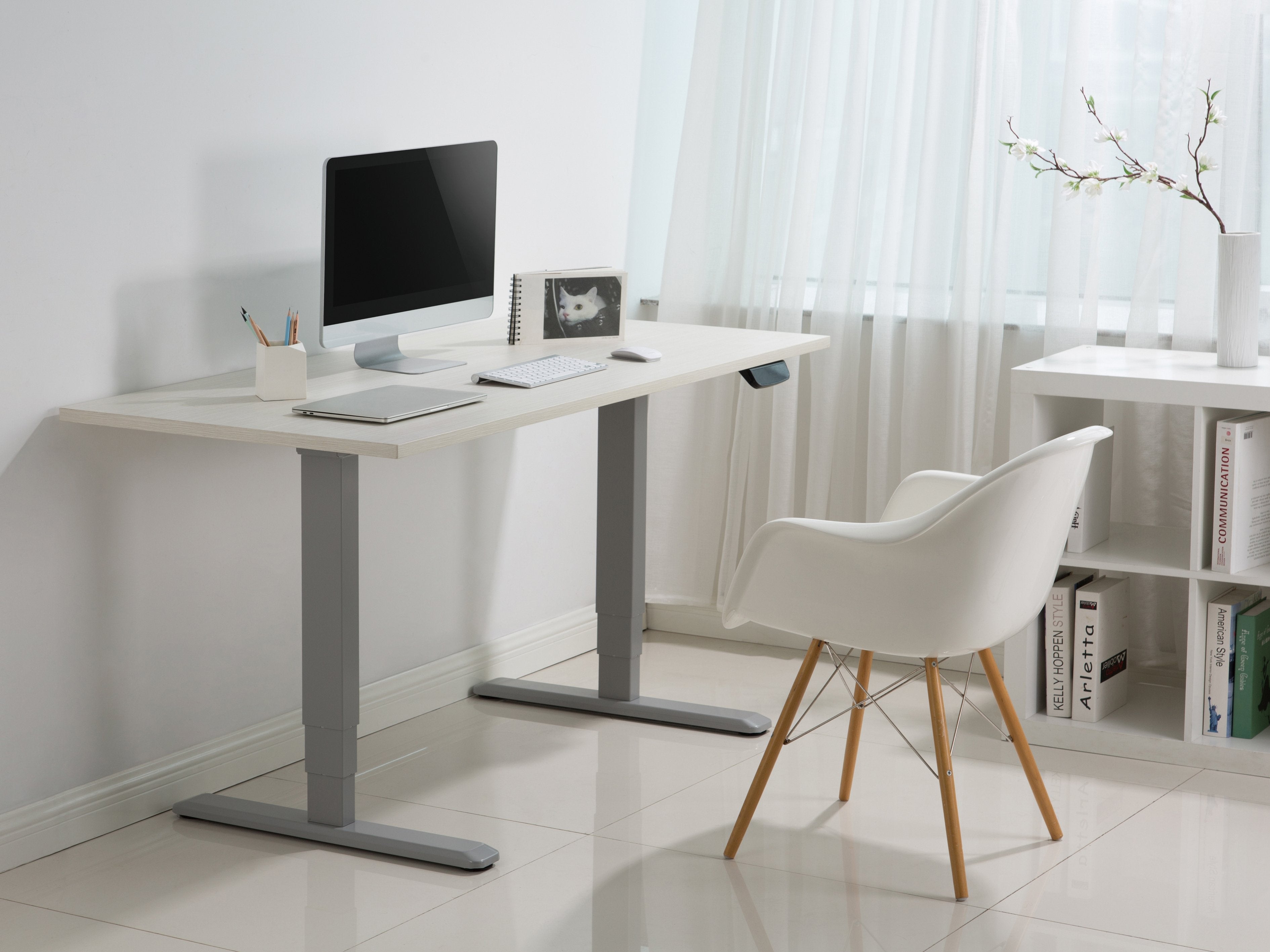Mesa Electrica Ergonomica Altura Regulable Motor Dual  Sin Tablero Color Estructura Blanca Control Tactil Altura Desde 620mm-1280mm