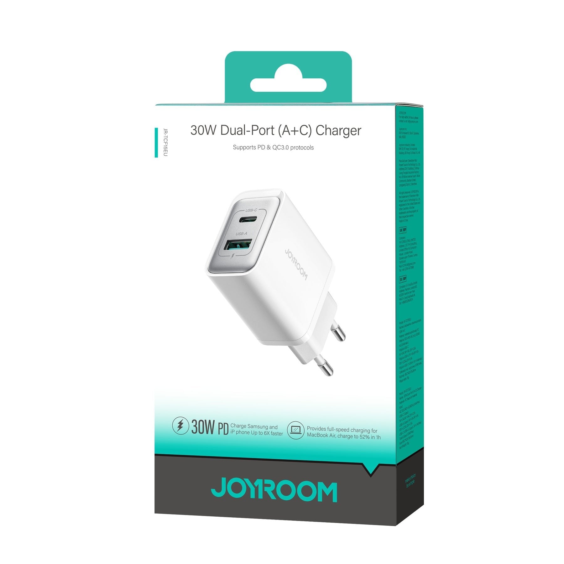 EAN 6956116724818 - JOYROOM JR-TCF15 cargador de dispositivo móvil Smartphone, Portátil Blanco Corriente alterna Carga rápida imagen 2
