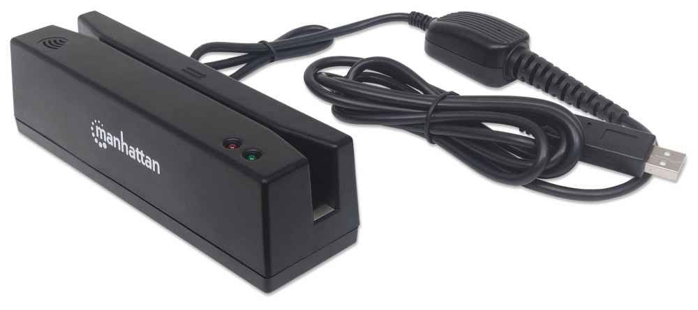 Manhattan Lector De Cinta Magnética De Tarjetas Usb, Lector De Triple Pista