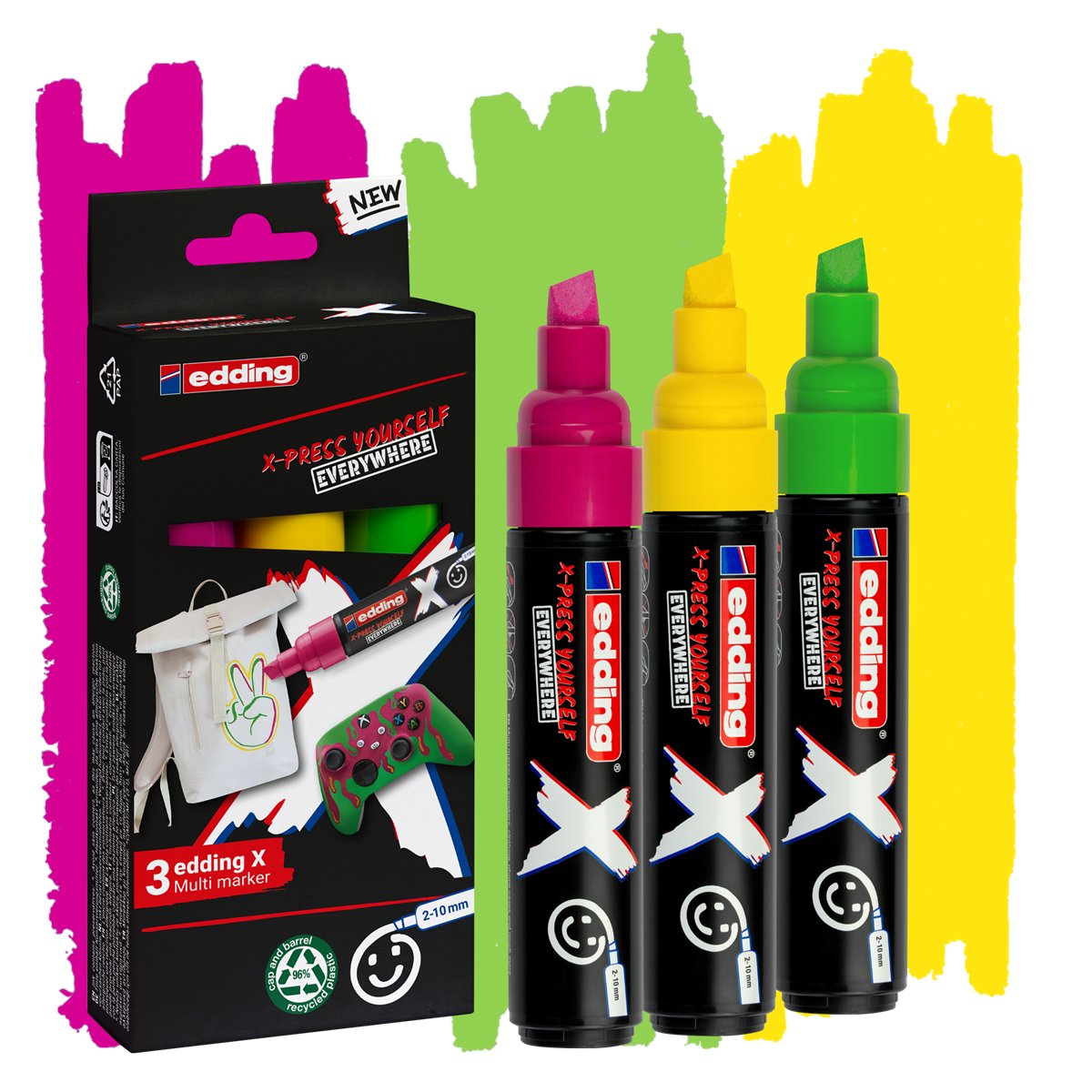 Edding X 6900 Caramelo Pack De 3 Rotuladores Multisuperficie Permanentes De Tinta Opaca - Punta Biselada Con Trazo