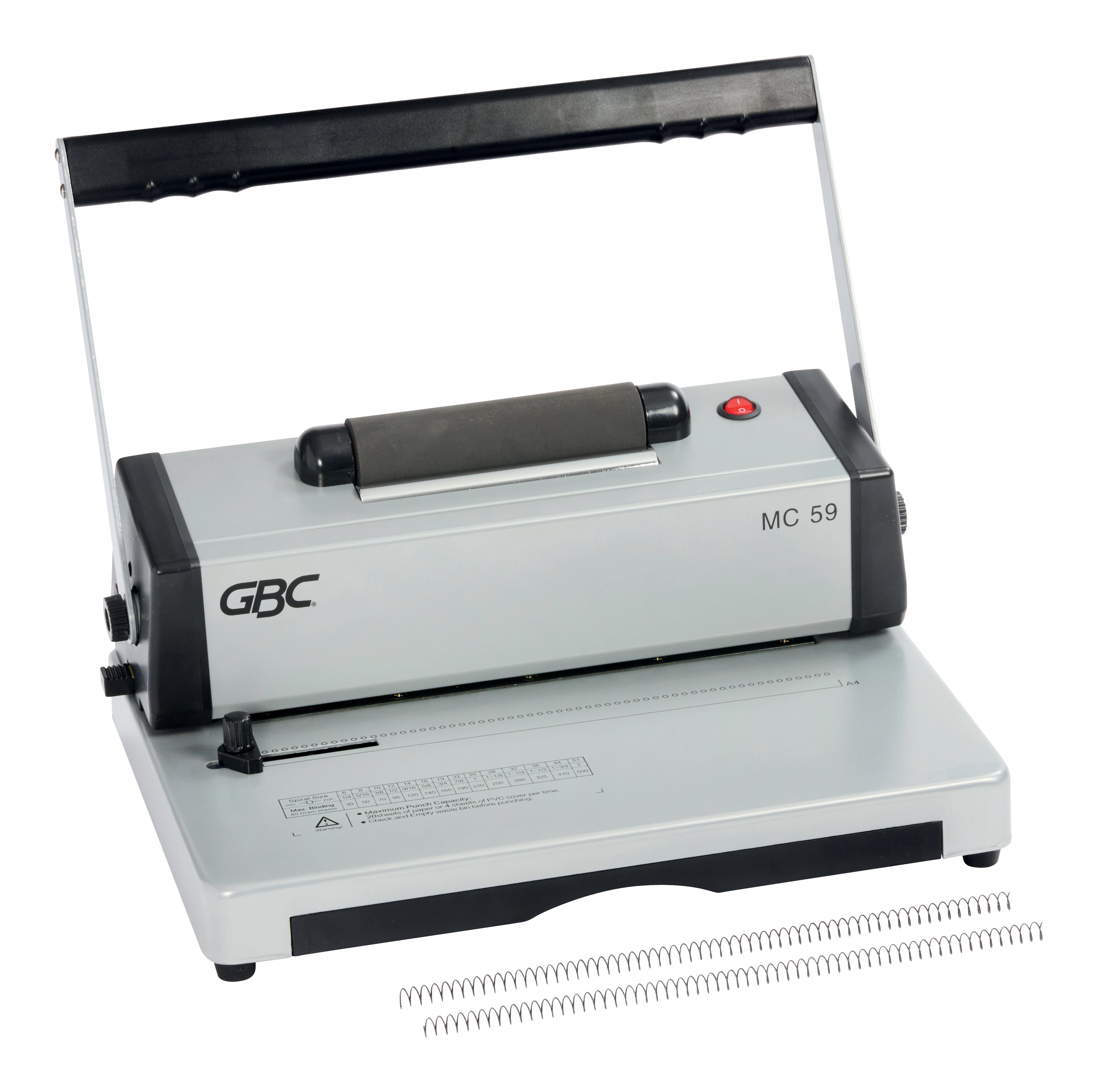 Gbc Mc59 Encuadernadora A4 De Espiral Metalica - Encuaderna Hasta 450 Hojas - Perfora Hasta 20 Hojas - Alicate De Corte
