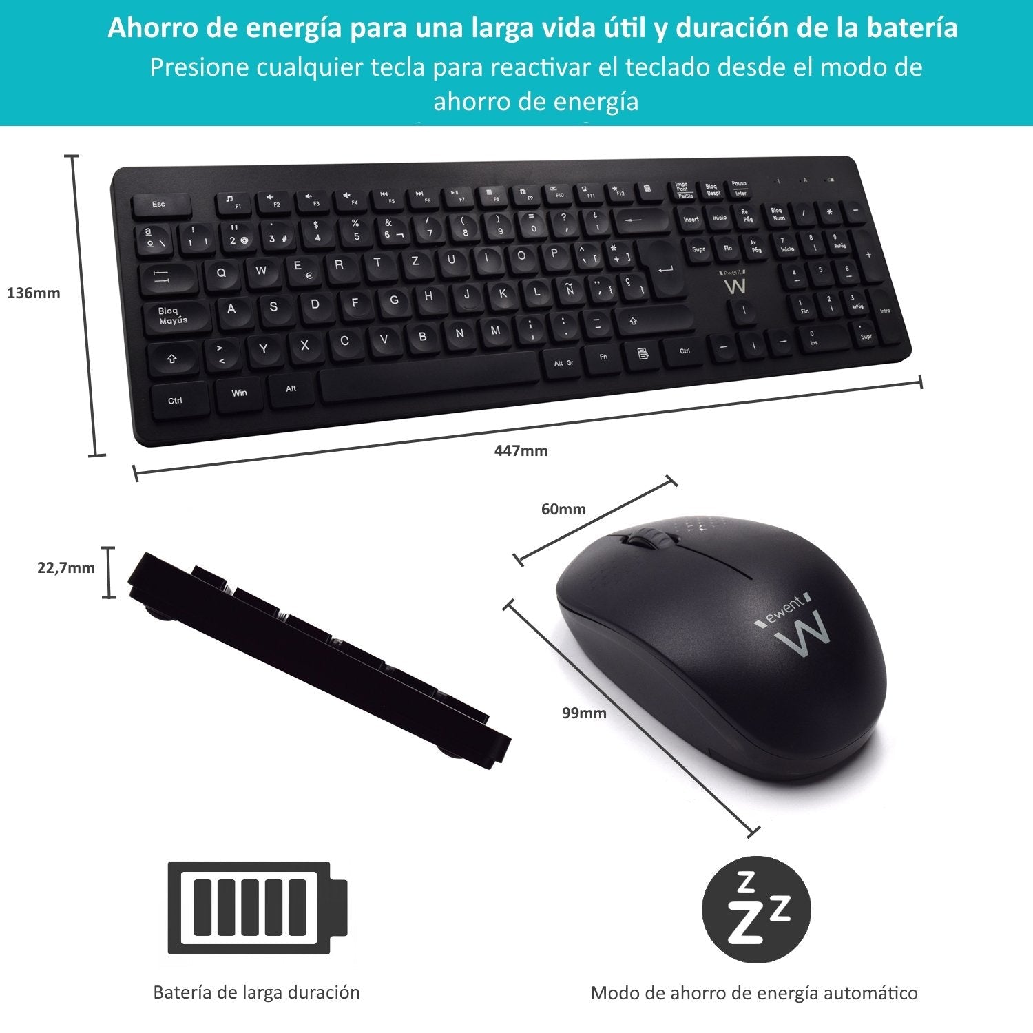Ewent Teclado+Ratón Inalámbrico Ew3256 Negro