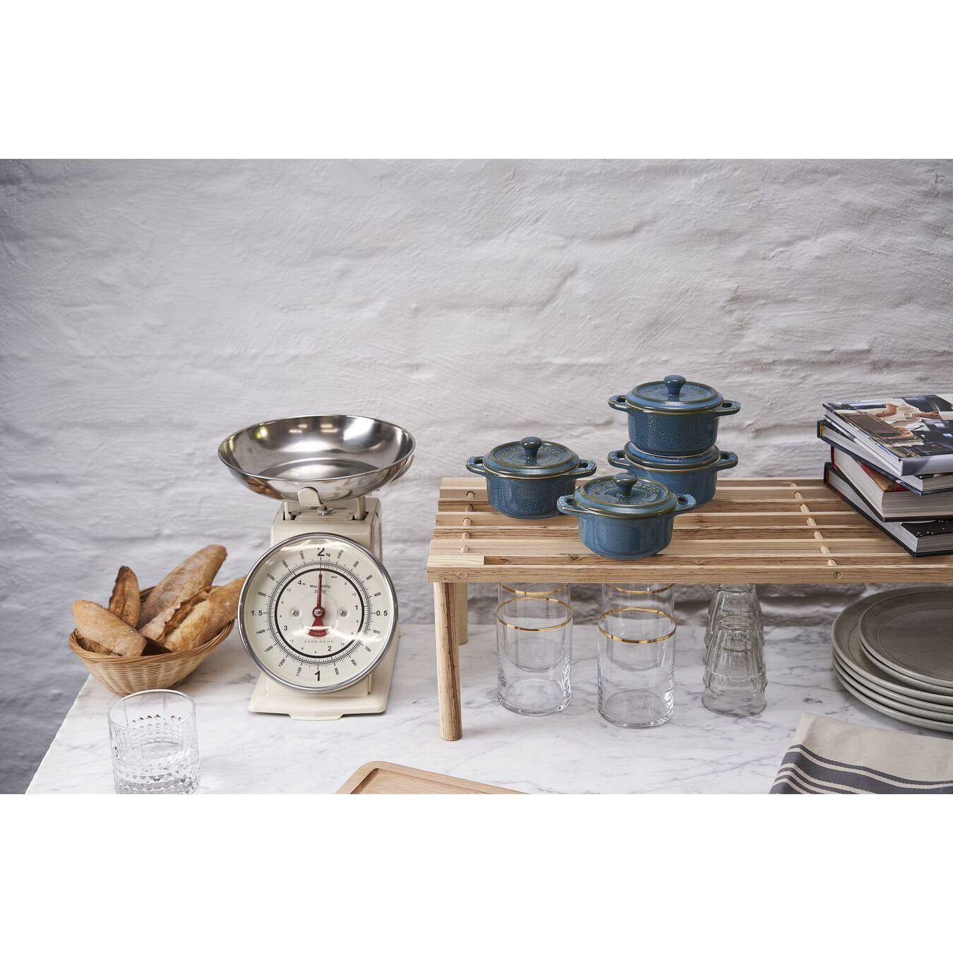 Staub Mini Cocotte Set 4-Tlg. Rund, Keramik, Antik-Türkis