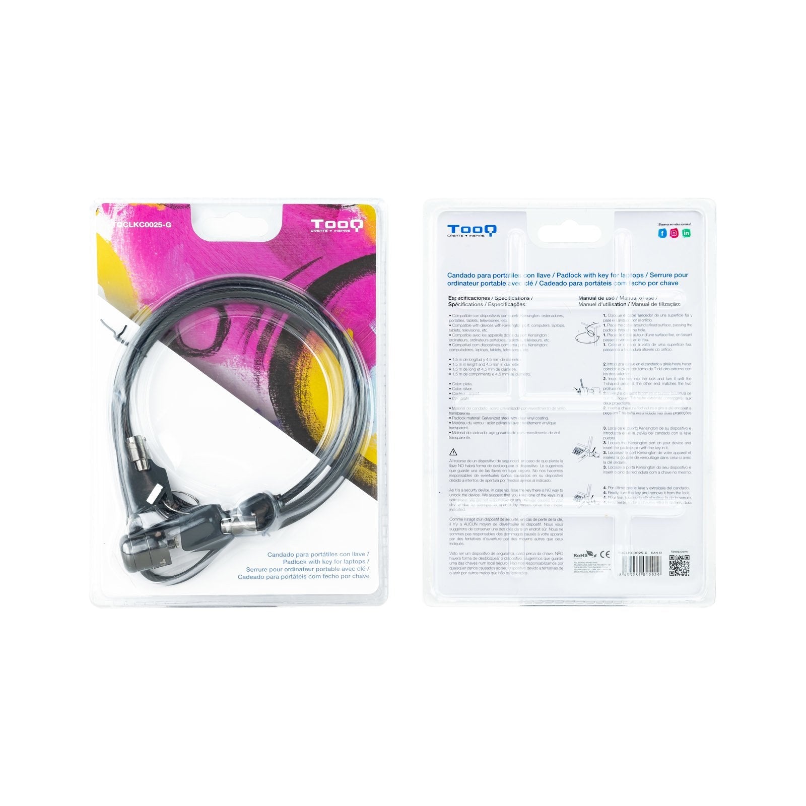 EAN 8433281012929 - TooQ TQCLKC0025-G cable antirrobo 1,5 m imagen 8