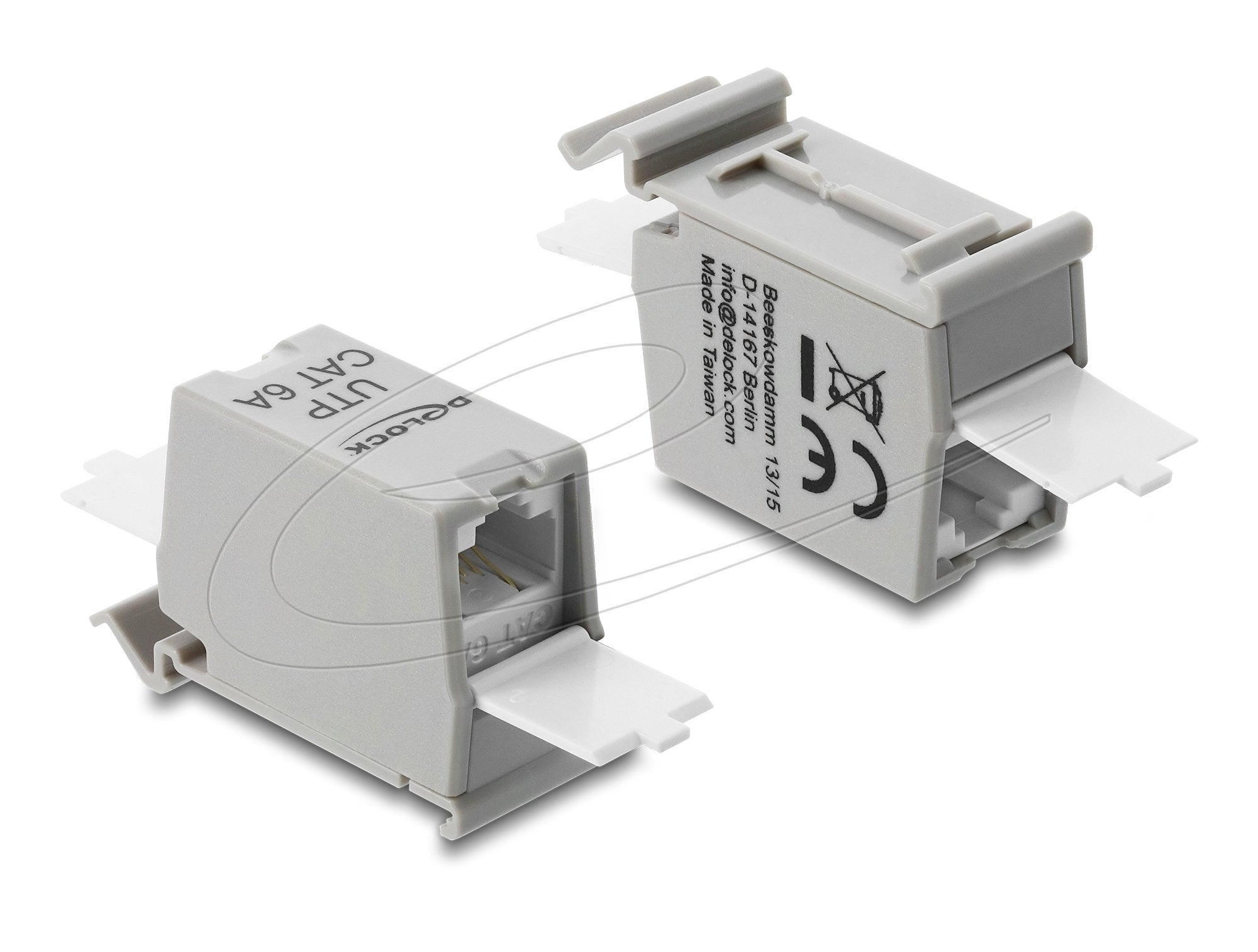 Rj45 Kupplung Cat.6a Dual Buchse Zu Buchse Für Hutschienen Montage Grau