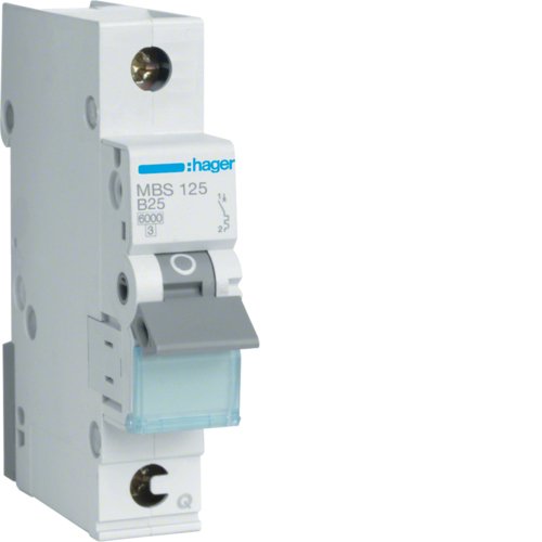 Hager Leitungsschutzschalter Mbs125 1polig 6ka B-25a Quickconnect 1m