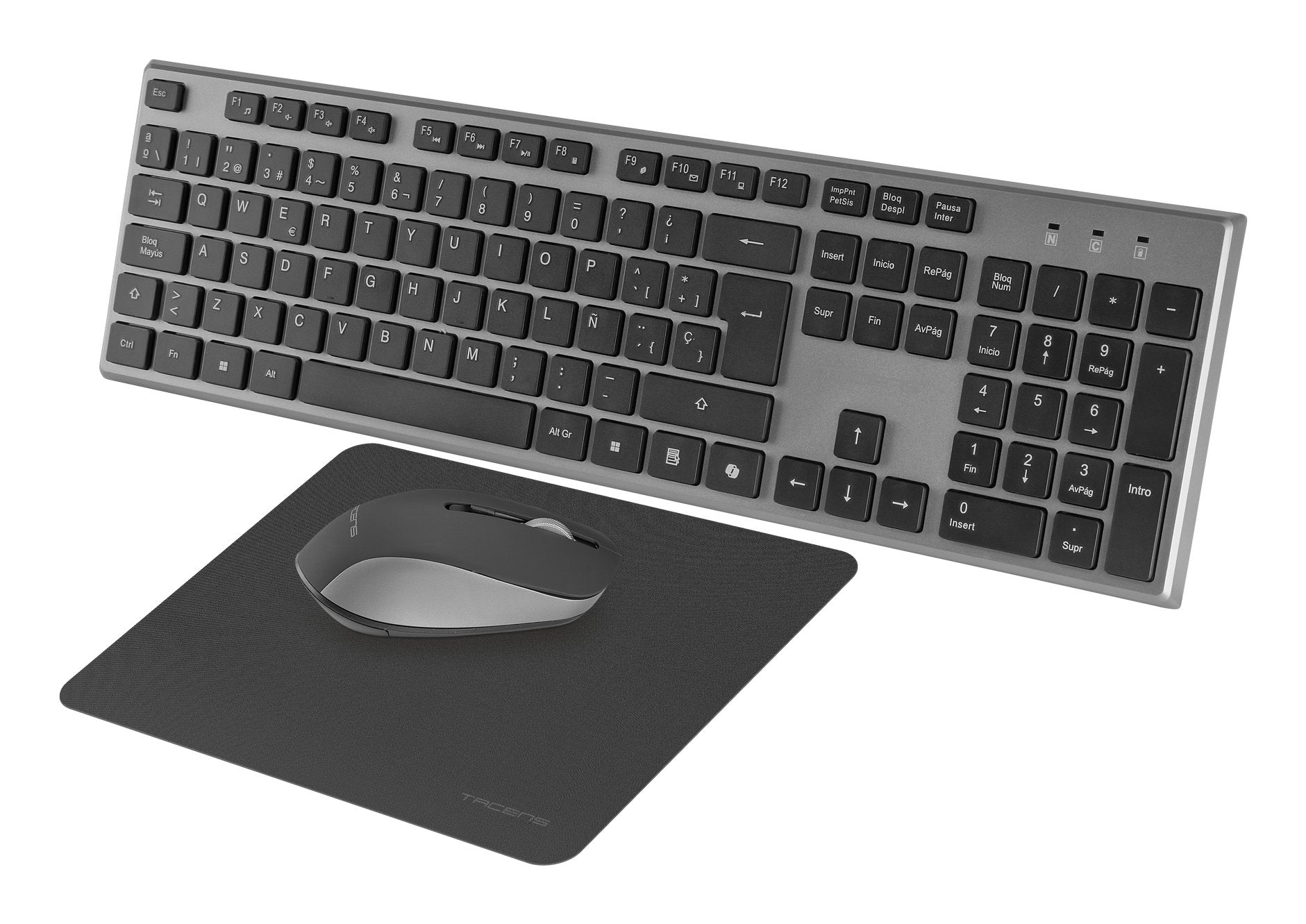 Teclado Mouse Y Alfombrilla Wireless Tacens Zenithwpt Low Profile Tecla Copilot 3200dpi Negro Portug