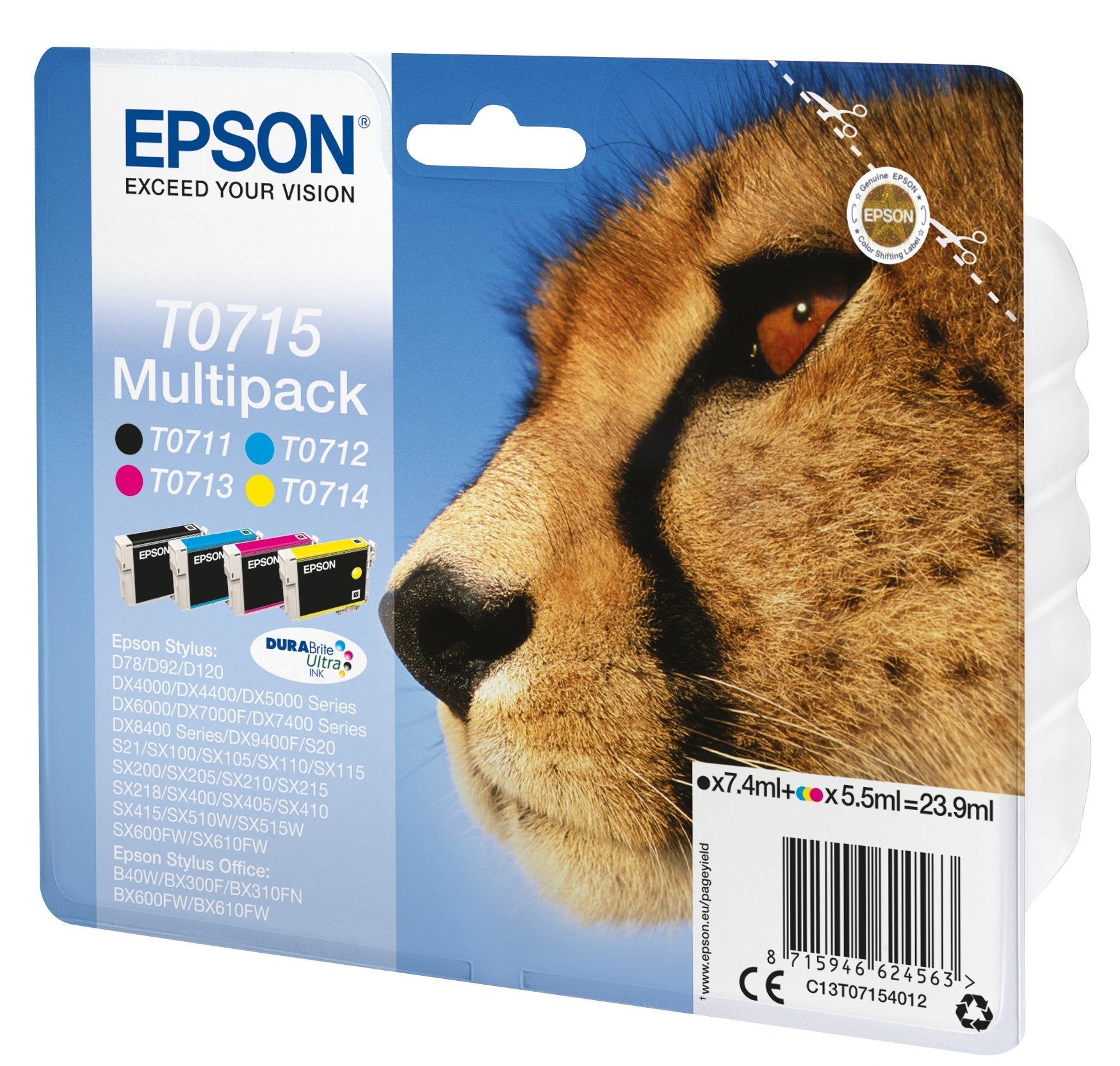 EAN 8715946361246 - Epson T0715 cartucho de tinta 1 pieza(s) Original Rendimiento estándar Negro, Cian, Magenta, Amarillo imagen 2