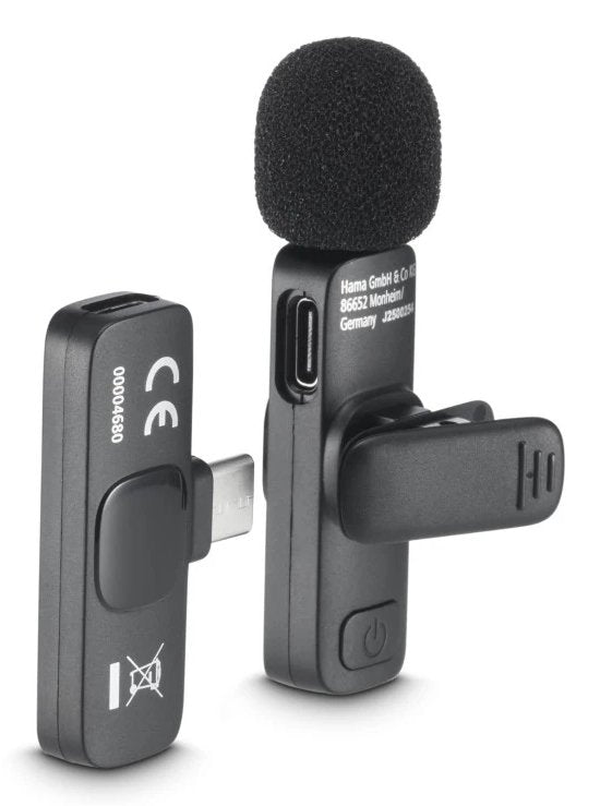 Microfono Hama De Solapa Inalambrico - 2200 Ohm - Usb-C - Sujeccion Con Clip - Negro
