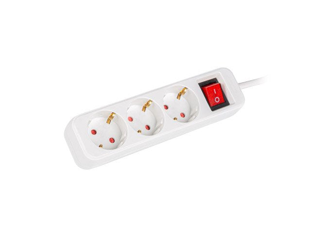 Regleta Lanberg 3 Tomas Schuko Con Protecion Blanca 1.5m