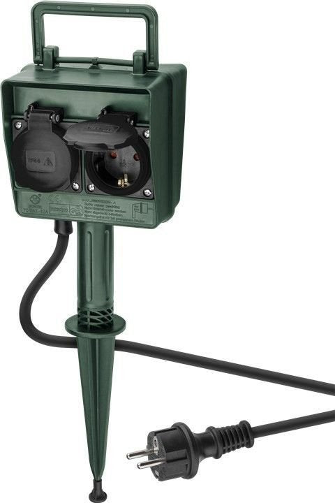 Regleta De  4  Tomas Exterior Ip44 Cable 2m Goobay Con Pica Para Clavar En La Tierra