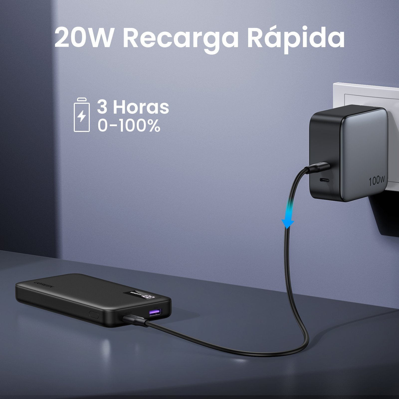 Ugreen 25742 Batería Externa Ión De Litio 10000 Mah Negro