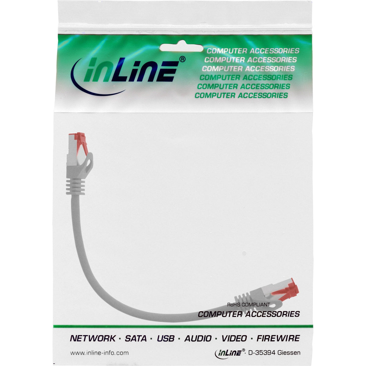 Cable De Red Inline S/Ftp Pimf Cat.6 250mhz Cobre Libre De Halógenos Gris 0.3m