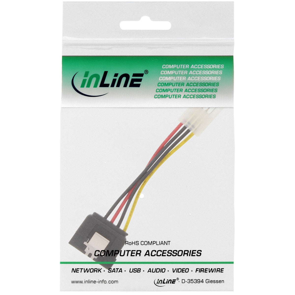 Adaptador De Alimentación Sata Inline De 3,5" A Sata De 15 Pines Con Pestillo De 0,06 M