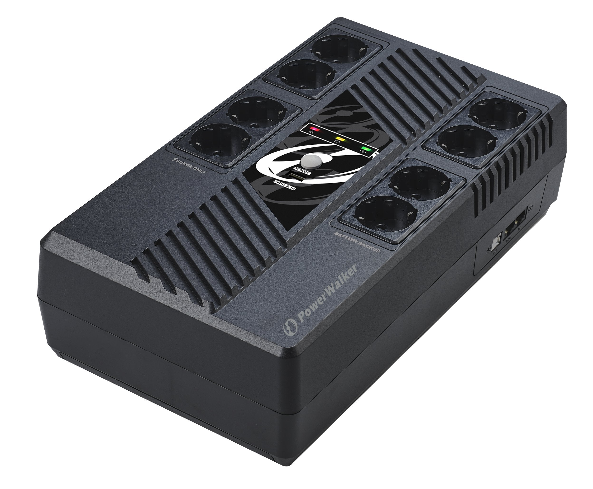 Sai Powerwalker Ups Line-Interactive 600va Ms 8x Schuko Rj45 In/Out Usb Hid Usb Charger