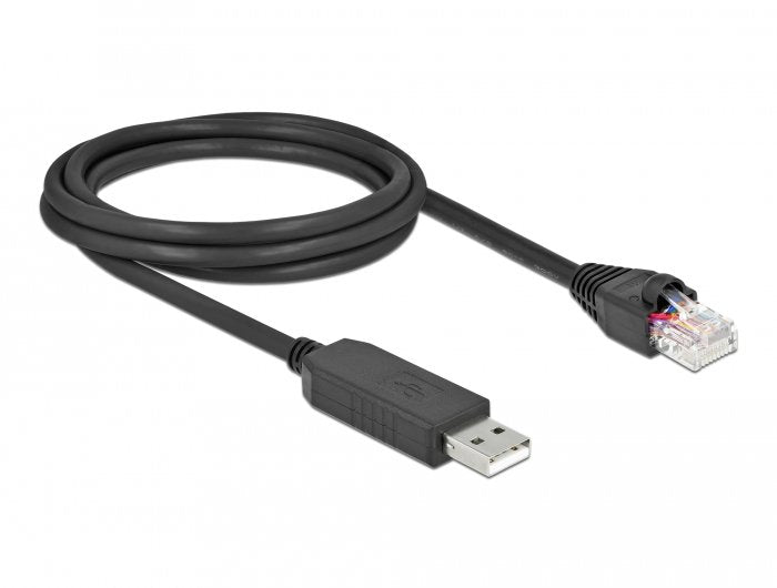 Delock Serielles Anschlusscable Mit Ftdi Chipsatz, Usb 2.0 Typ-A Stecker Zu Rs-232 Rj45 Stecker 2 M Schwarz