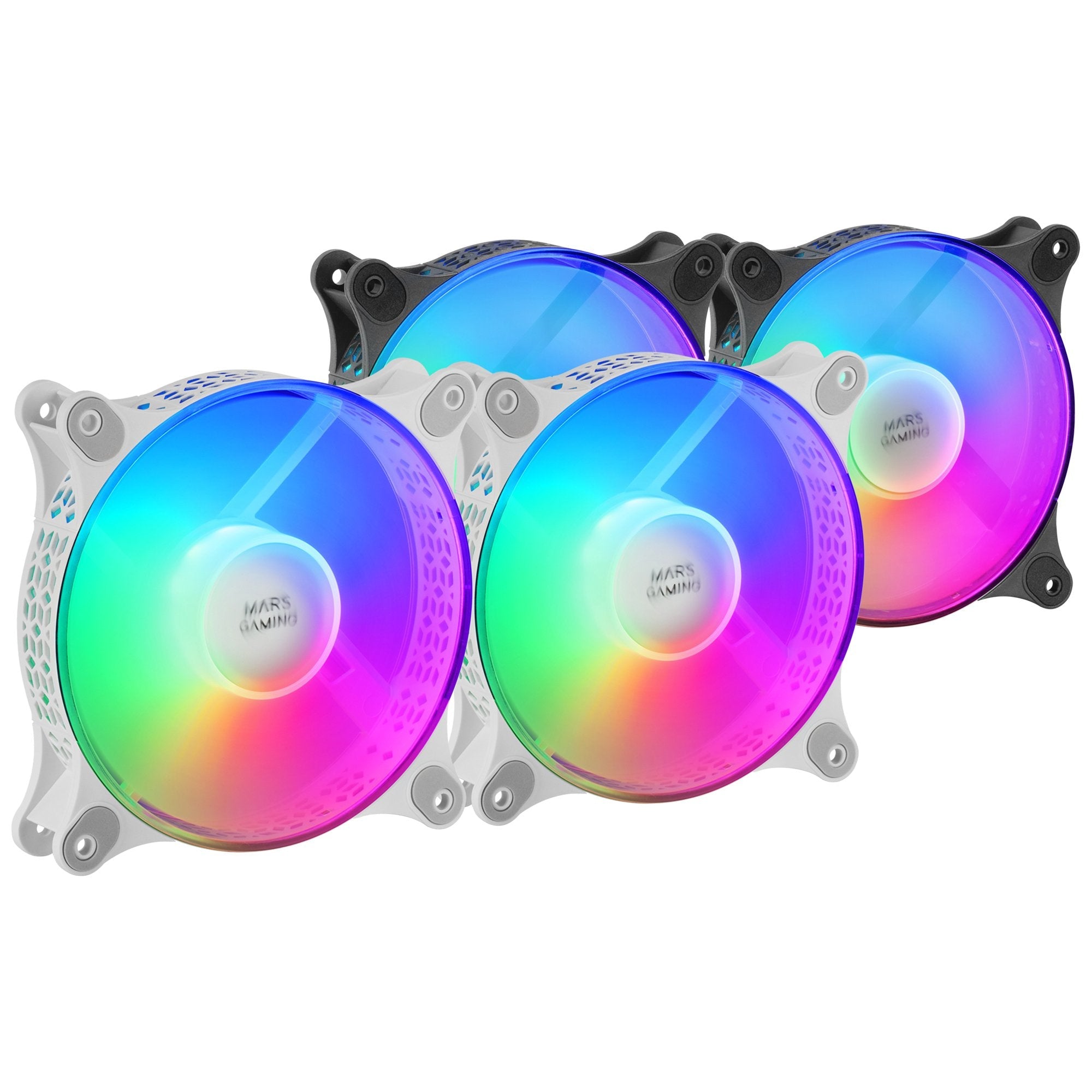 Pack 2 Ventiladores Mars Gaming Mfduow 12cm Frgb Blancos