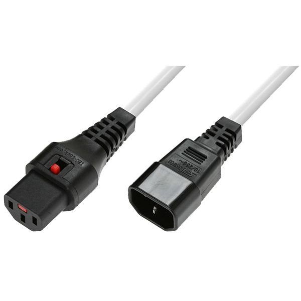 Powercord C13 Iec Lock - C14  White 1,5m, Pc1278