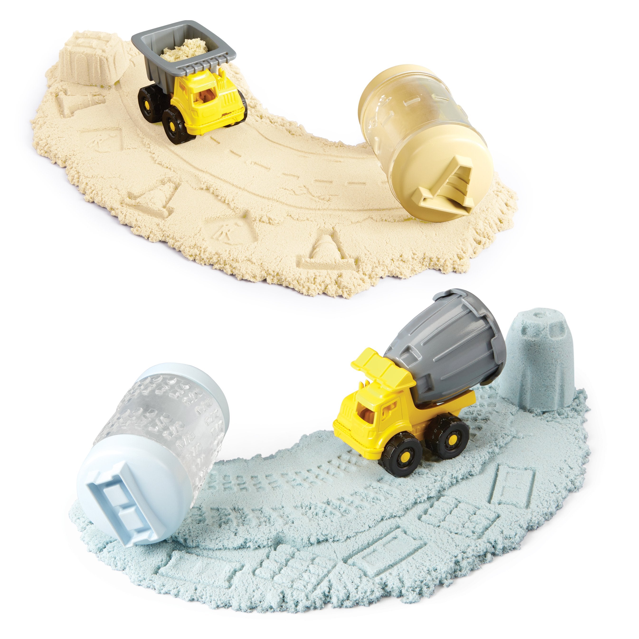 EAN 0035051532934 - MGA Entertainment Wonder Factory Never Dry Sand Construction Trucks - Blue + Cement Mixer imagen 3