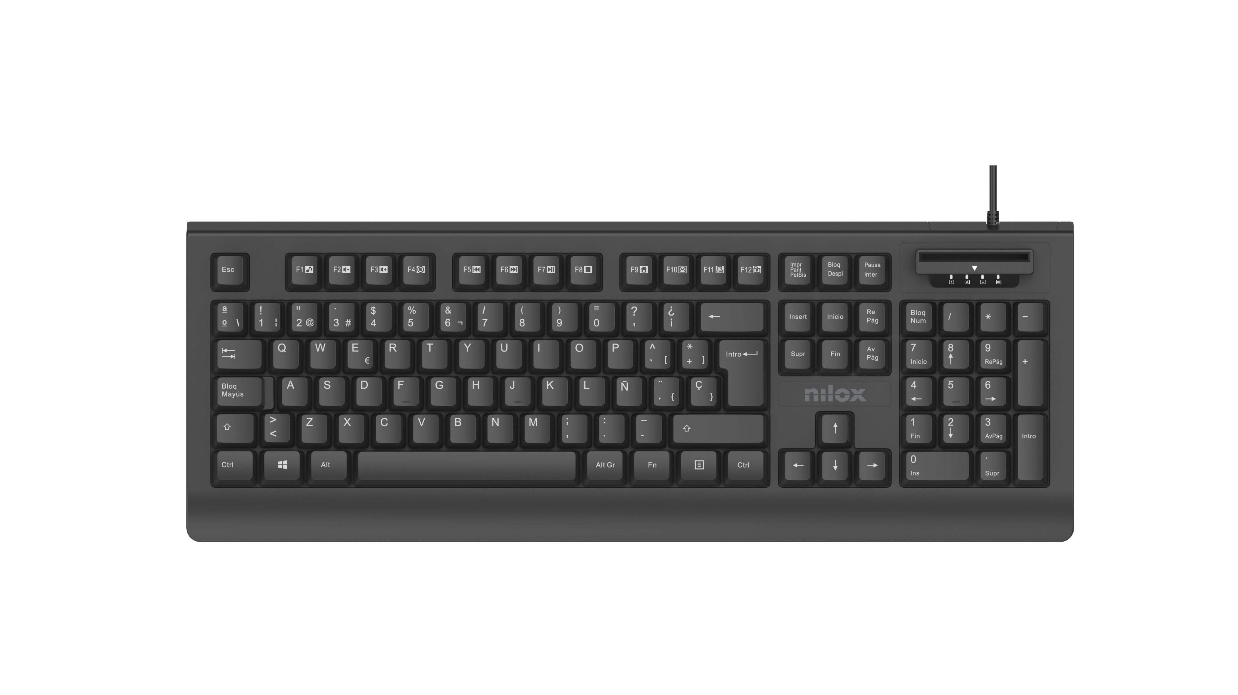 Teclado Espanol Nilox Usb Con Lector Smartcard Dni Negro