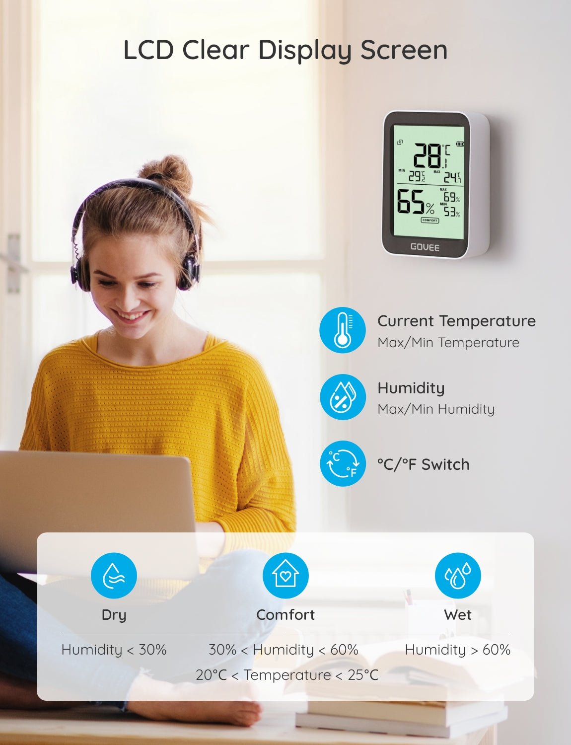 Higrómetro-Termómetro Bluetooth Govee H5075 Negro H5075001