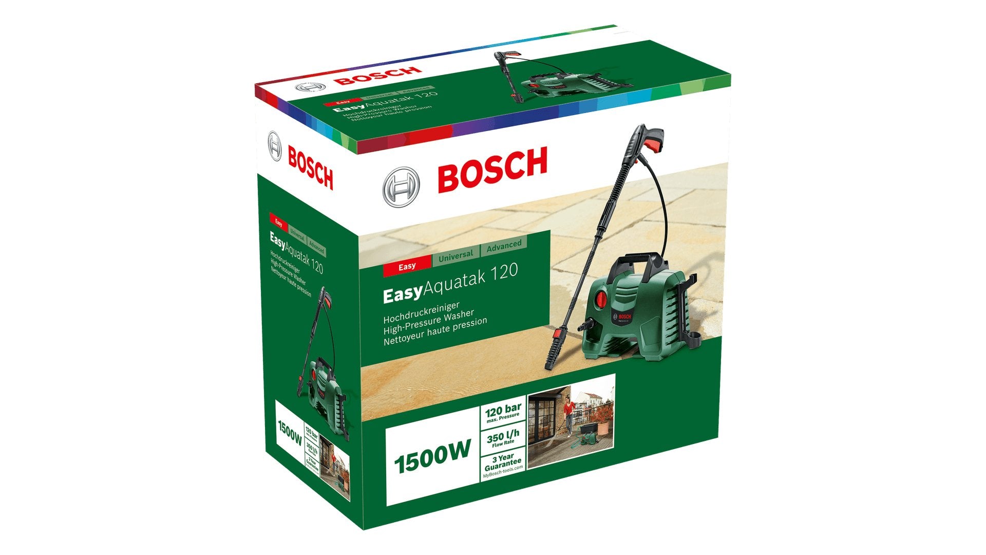 EAN 3165140935630 - Bosch EasyAquatak 120 Limpiadora de alta presión o Hidrolimpiadora Compacto Eléctrico 348 l/h 1500 W Negr imagen 4