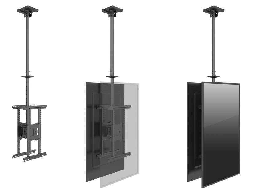 Equip Soporte De Techo Profesional Para 2 Pantallas Tv De 39"-75" - Inclinable Y Giratorio - Gestion De Cables - Peso Max 40kg X Soporte - Vesa 600x400mm