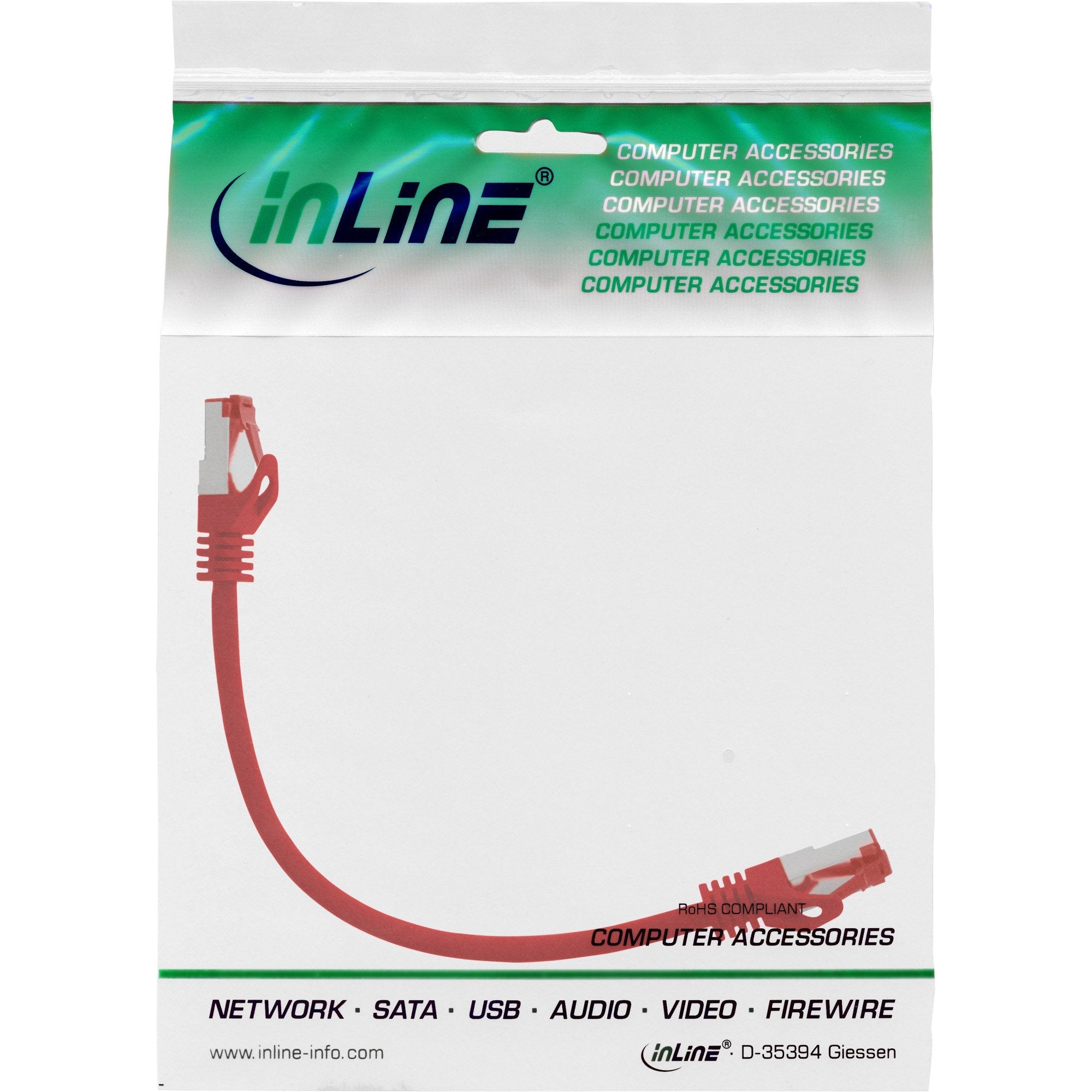 Cable De Red Inline S/Ftp Pimf Cat.6 250mhz Cobre Libre De Halógenos Rojo 0.3m